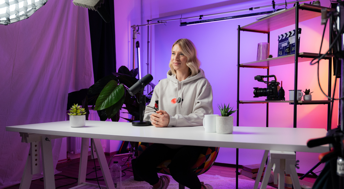 Multicamera podcast studio setup